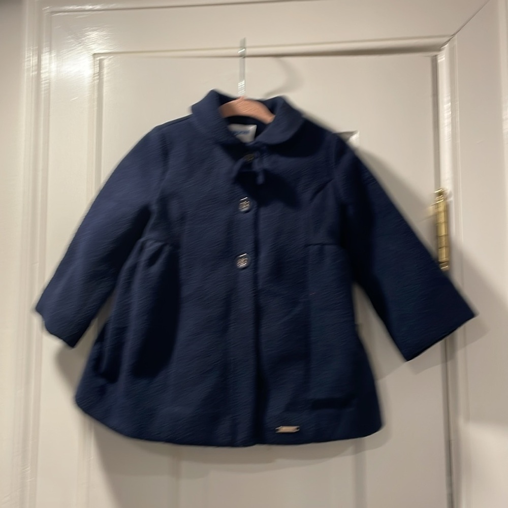 EUC Toddler Girls Spanish designer Mayoral Navy Fall/Winter Coat 12 mo